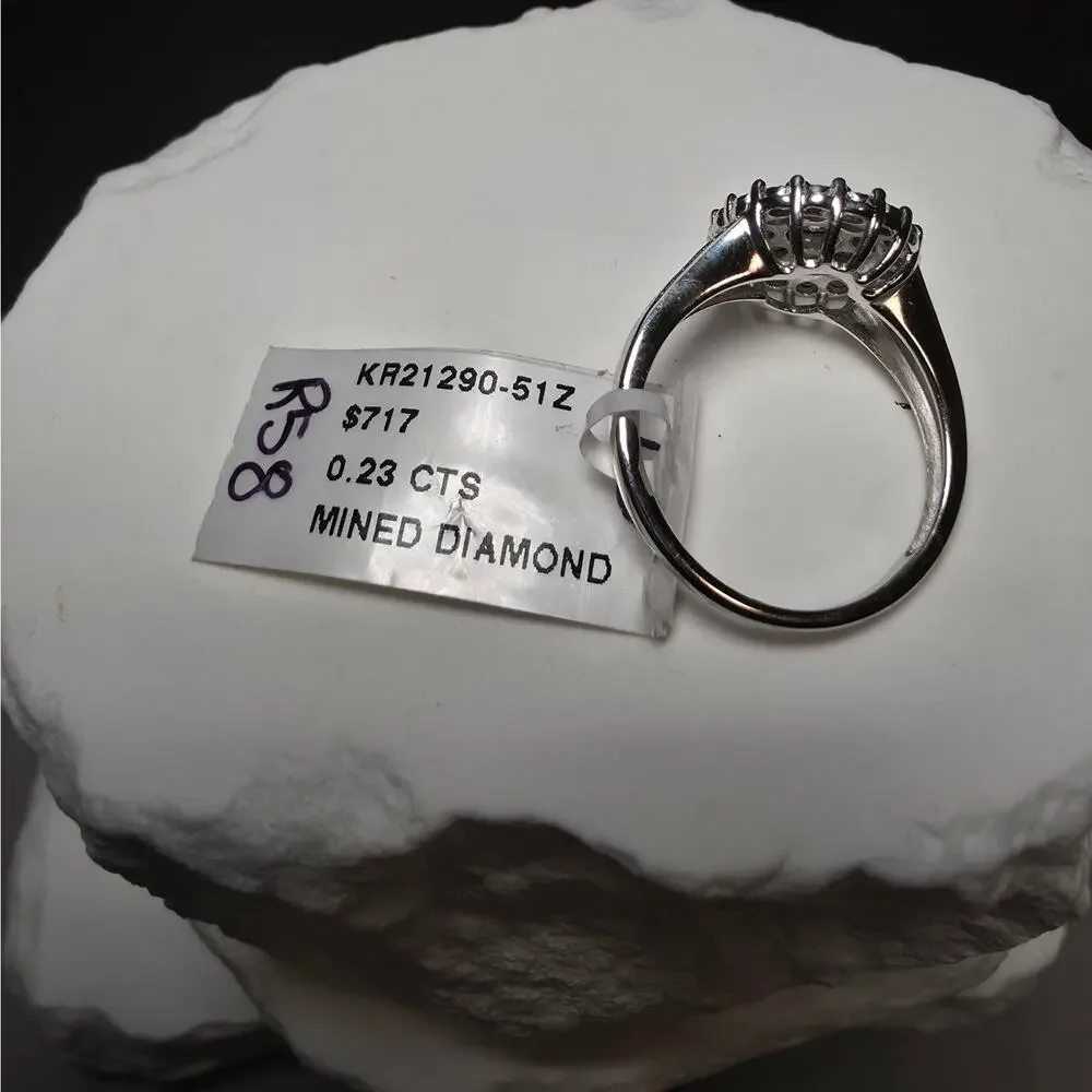 S7 0.23ct Natural White Diamond Cluster Split Band Ring 925 Sterling Silver